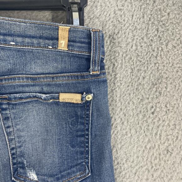 7 For All Mankind Jeans Womens 27 Blue Skinny Distressed Ankle Stretch Denim - Picture 12 of 15
